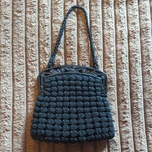Chic Black Textured Shoulder Bag